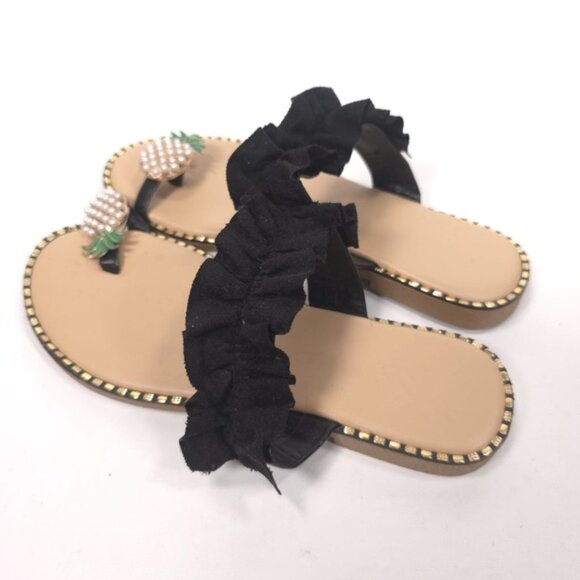 NWOB‎ Women's Pineapple Pearl Rhinestone Beach Slides Flat Toe Sandal Size 40 - Picture 3 of 6
